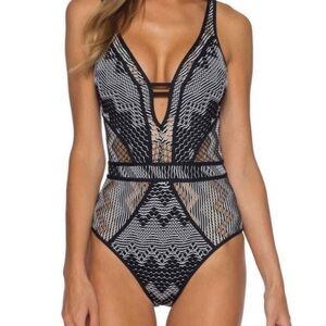 Becca One Piece Black and White Crotchet Size M